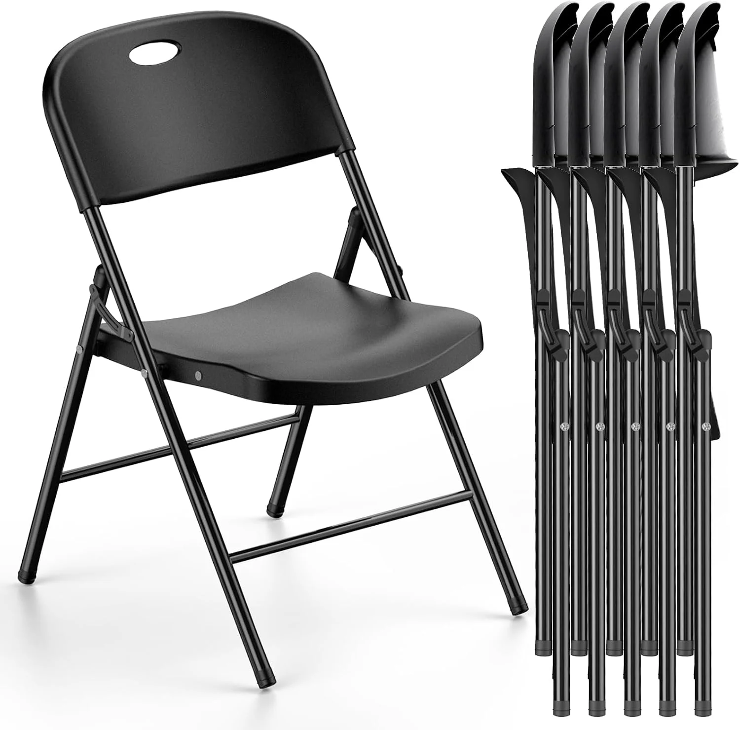 Nazhura 350 Weight Limit Heavy Duty Plastic Folding Chair with Reinfoced Steel Frame for Indoor and Outdoor, Wedding - Image 5