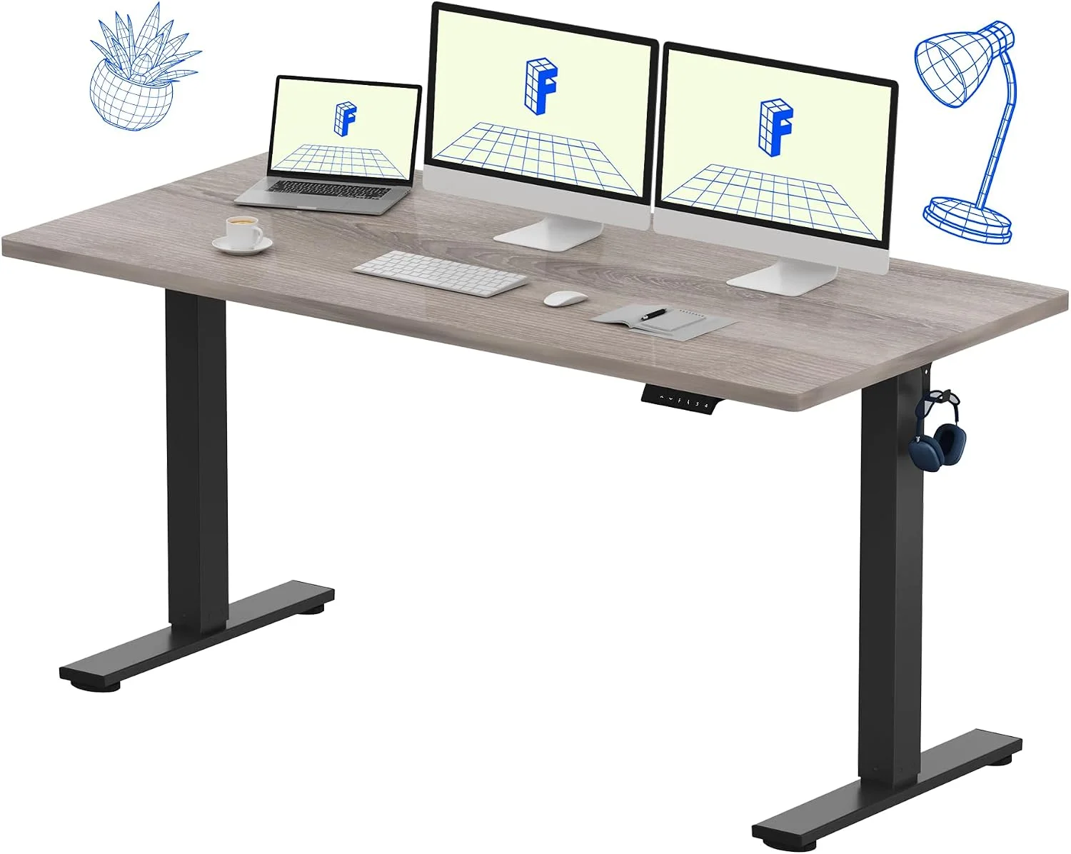 FLEXISPOT EN1 One-Piece Standing Desk, Electric Adjustable with 4 Memory Presets, 176 LBS Capacity, 48x24 Black - Image 32
