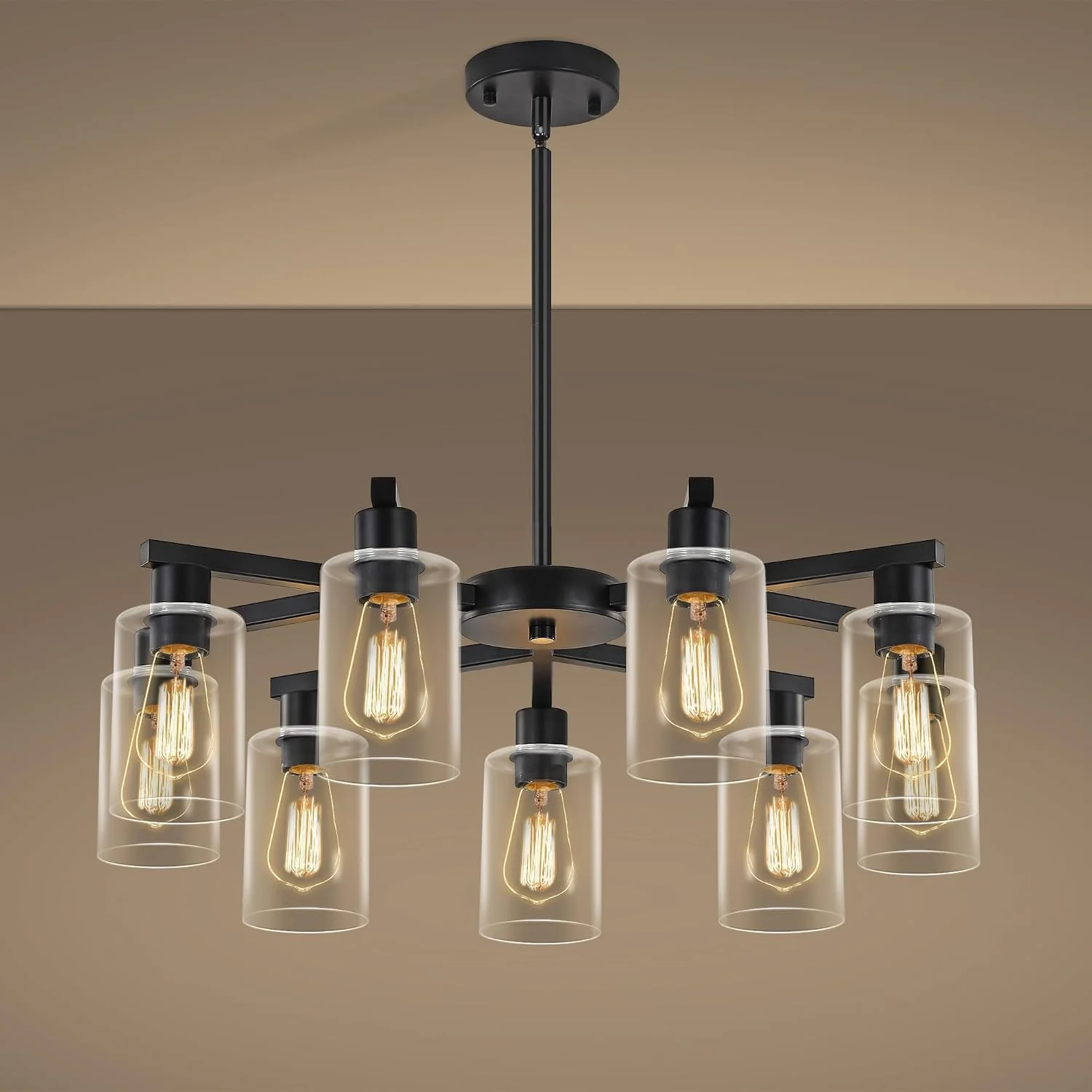 Kvaeavn 4-Light Modern Farmhouse Black Chandelier - Image 5