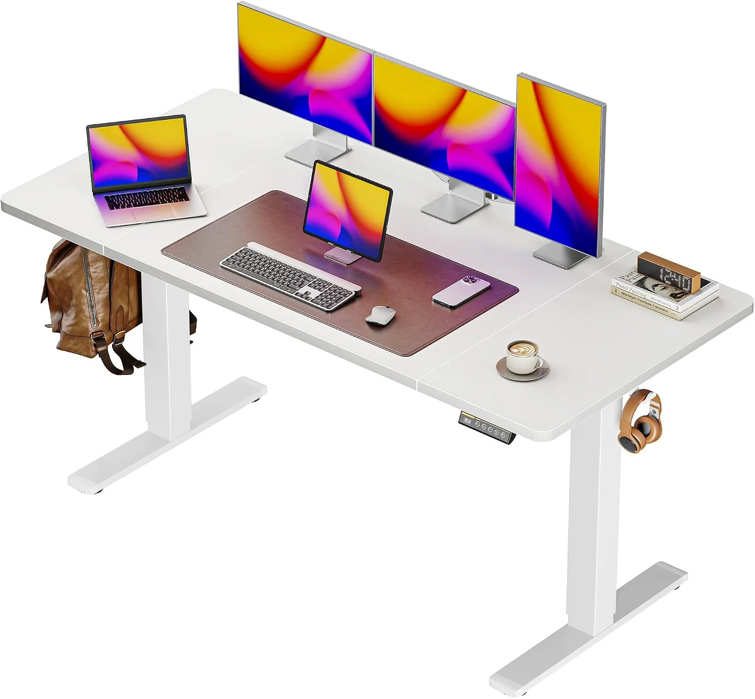 Huuger 55 x 28 Large Electric Standing Desk, Height Adjustable Computer Desk, 27.6 Deep Desktop - Image 7