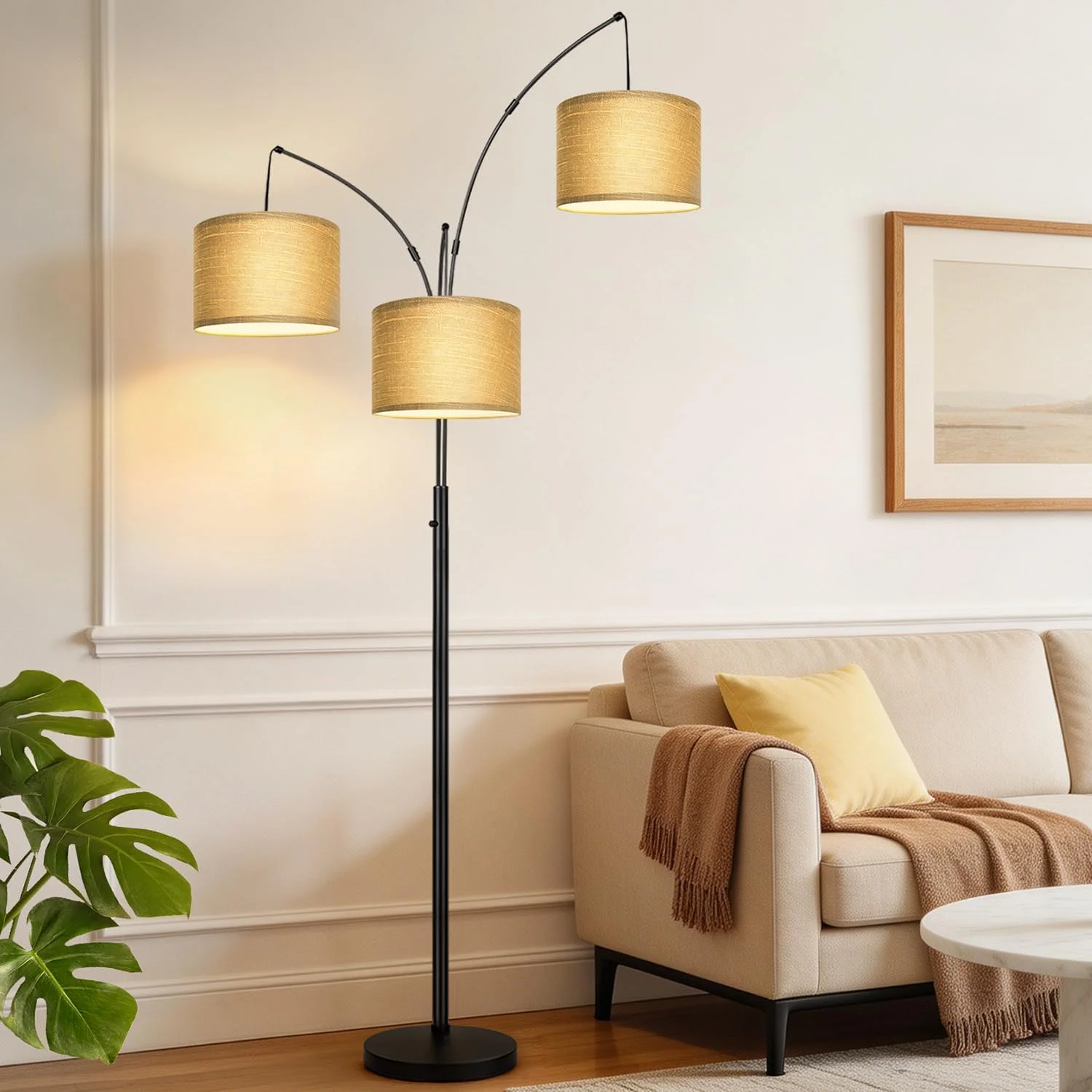 Nintiue 80-in 3-Light Dimmable Arc Floor Lamp, 3000LM - Image 6