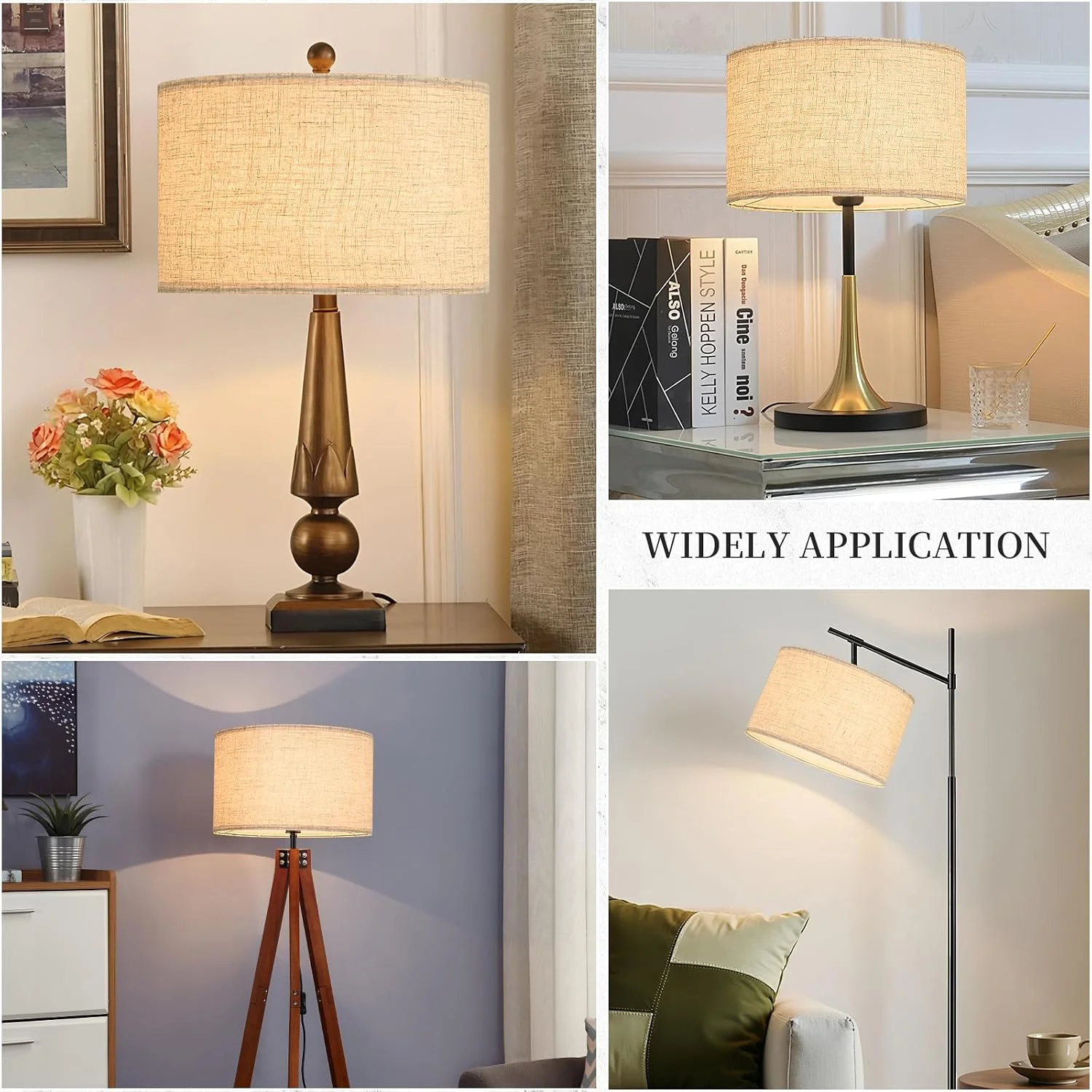 Beige Large Drum Lamp Shade 16 Top x 16 Bottom x 10 High - Image 3