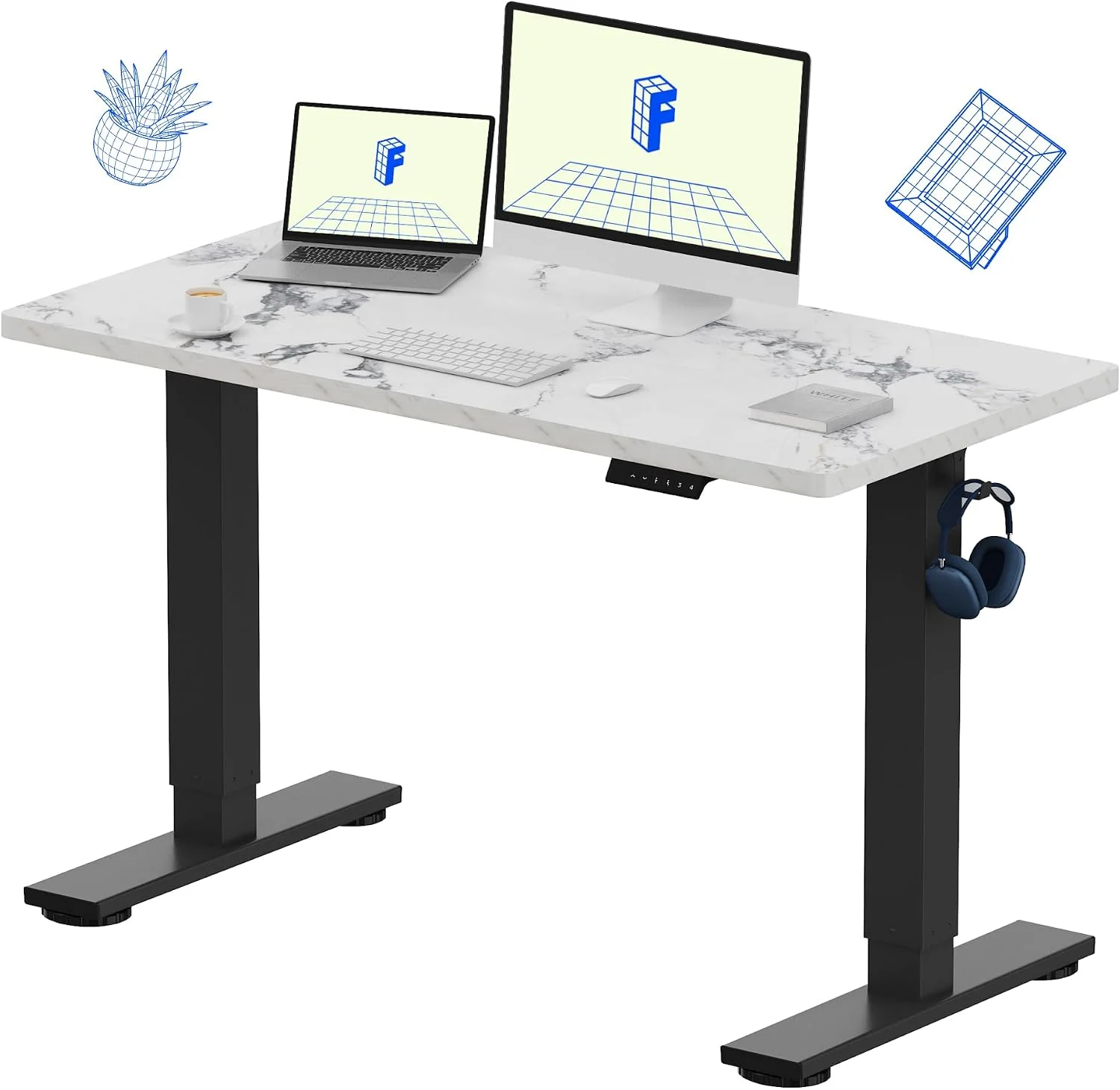 FLEXISPOT EN1 One-Piece Standing Desk, Electric Adjustable with 4 Memory Presets, 176 LBS Capacity, 48x24 Black - Image 30