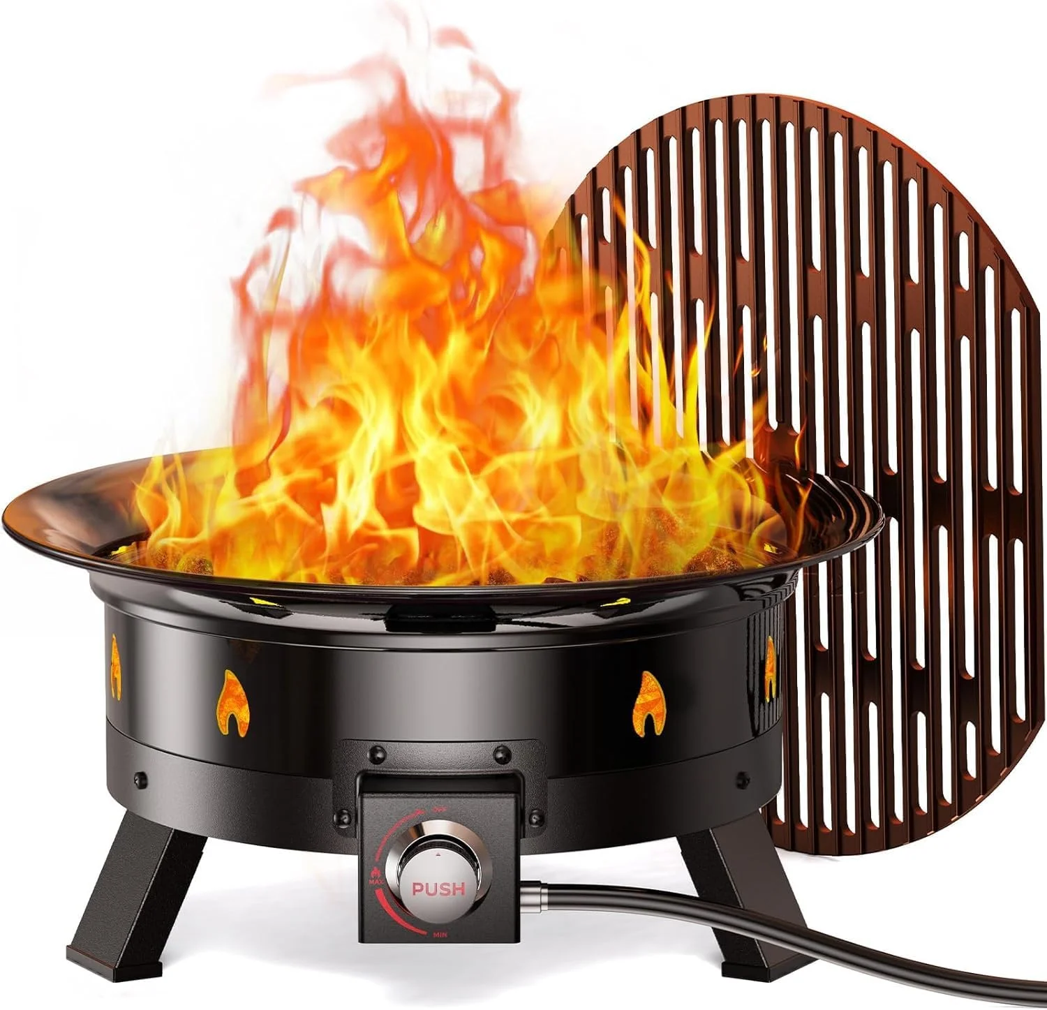 Ciays Large Propane Fire Pit 19 Inch, Gas Fire Pit with Grill Grate, Folding Legs, 58, 000 BTU