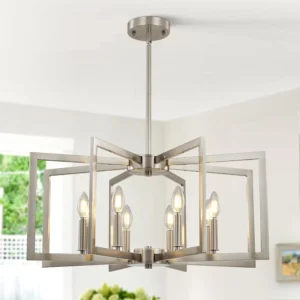 Sigaitwei 6-Light Modern Metal Geometric Chandelier£¬Kitchen Island Brushed Nickel Lighting Fixtures£¬Entryway Light