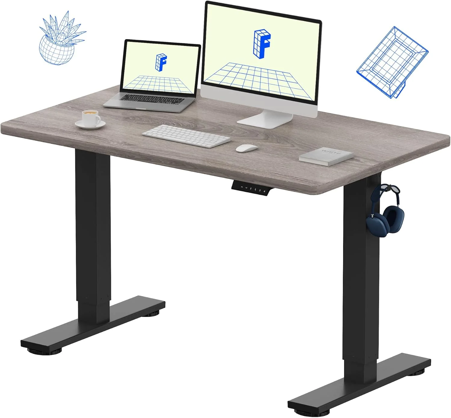FLEXISPOT EN1 One-Piece Standing Desk, Electric Adjustable with 4 Memory Presets, 176 LBS Capacity, 48x24 Black - Image 7