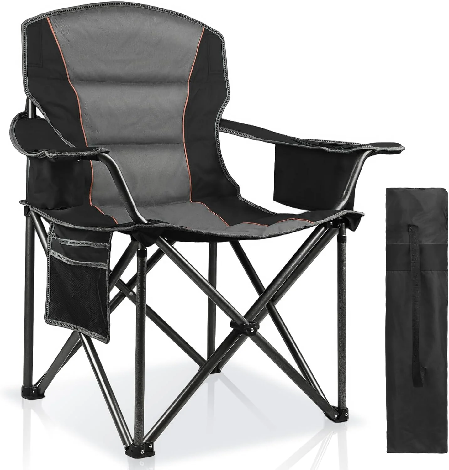 LANMOUNTAIN 2 Pack Padded Oversized Camping Chairs for Adults, Heavy Duty Support 400 Lbs, Folding Portable Lawn Chair - Image 7
