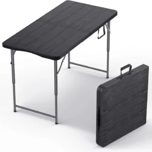 Our Modern Space 8 Feet Foldable Table with Built in Handle & Steel Legs, Heavy Duty Portable