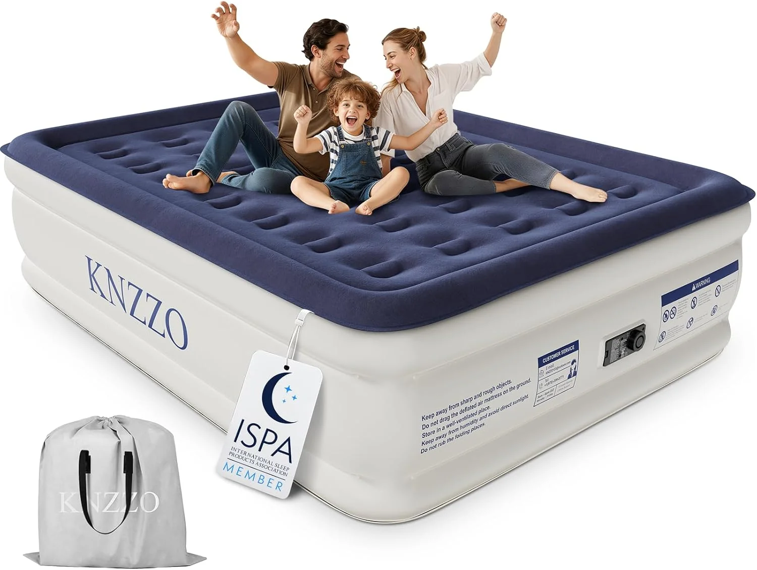 KNZZO Twin Air Mattress with Built-in Pump, 18 Top Inflatable Mattress with Waterproof Flocking Fabric