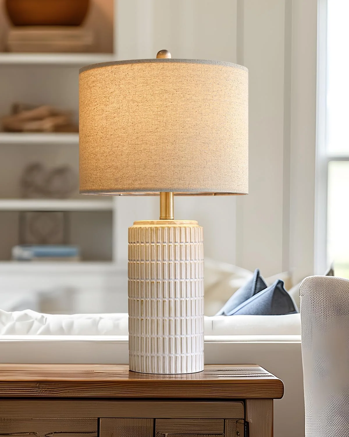 PoKat 23'' Bedside Table Lamp for Bedroom Nightstands, White Modern Bedroom Lamp - Image 16