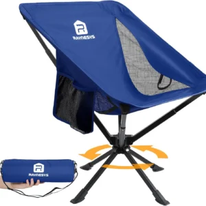 Raynesys Portable Swivel Camping Chair, 8 Seconds Quick Setup Easy Carry, 3.8Lb Lightweight Folding Chairs for Hiking