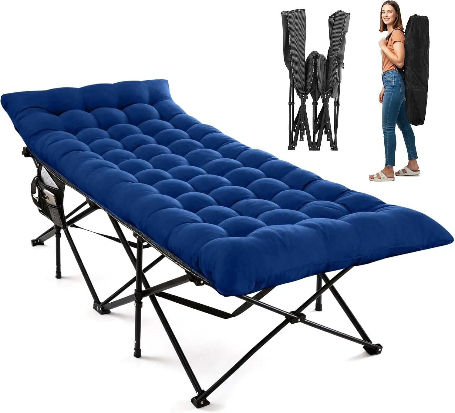 JEAREY Camping Cot for Sleeping 28 Extra Wide, Heavy-Duty 1200D Oxford Foliding Cots for Adults Portable with Mattress - Image 3