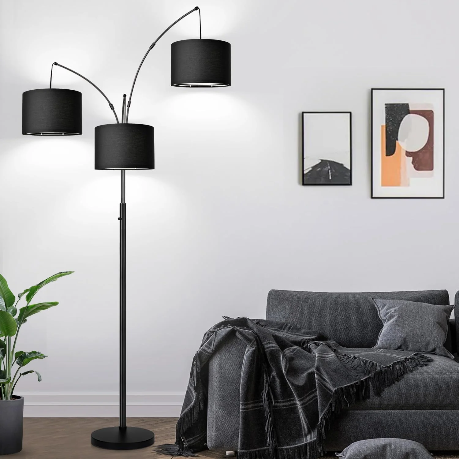 Nintiue 80-in 3-Light Dimmable Arc Floor Lamp, 3000LM - Image 8
