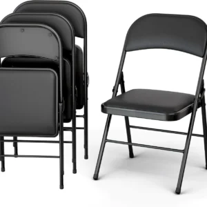 Our Modern Space 10 Pack Foldable Plastic Chair, Folding & Stackable, 350 lbs Capacity Steel Frame Seats for Indoor