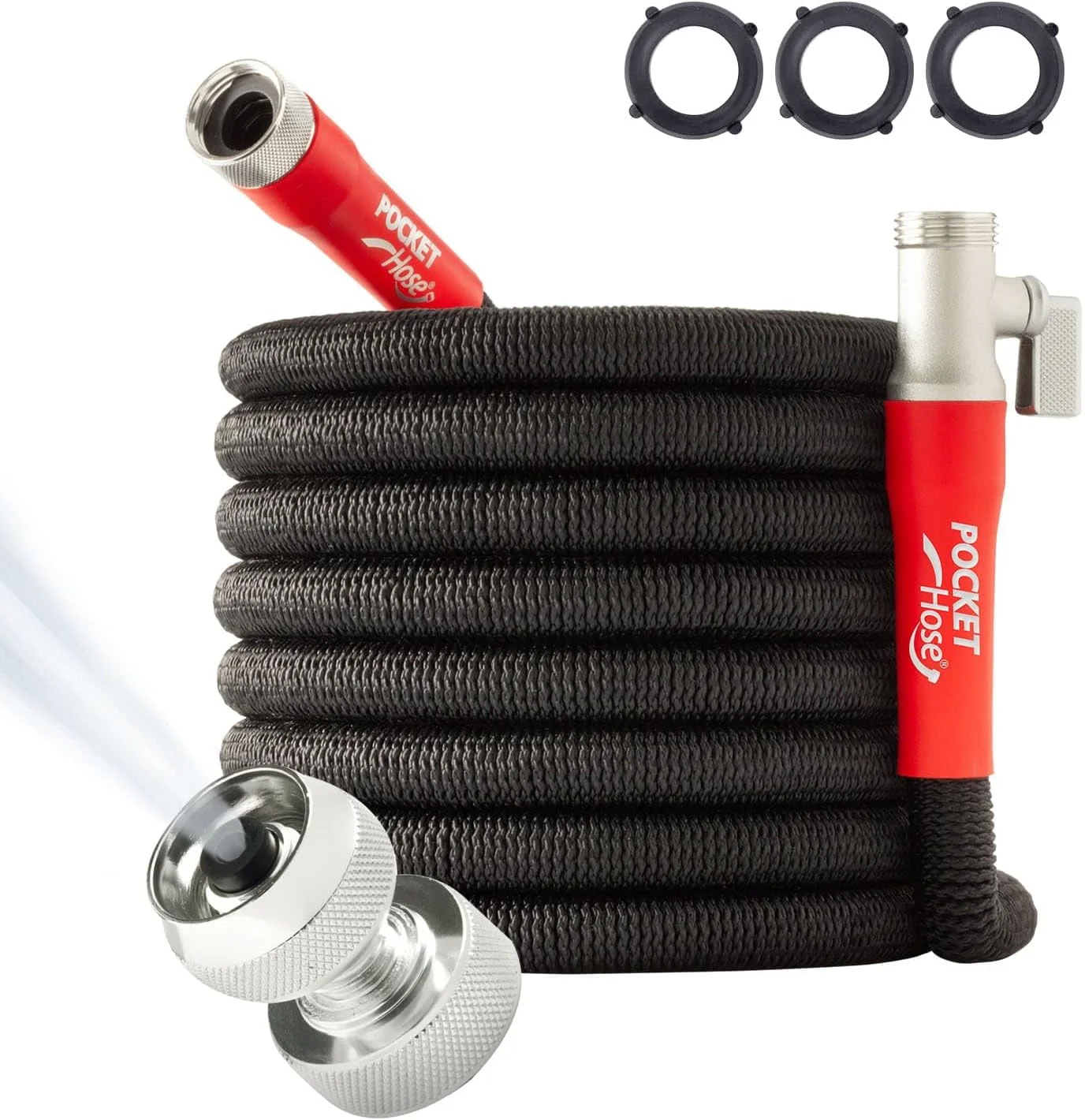Pocket Hose 100 FT Silver Bullet 2.0 Expandable Garden Hose w/Turbo Shot Nozzle, AS SEEN ON TV - Image 4