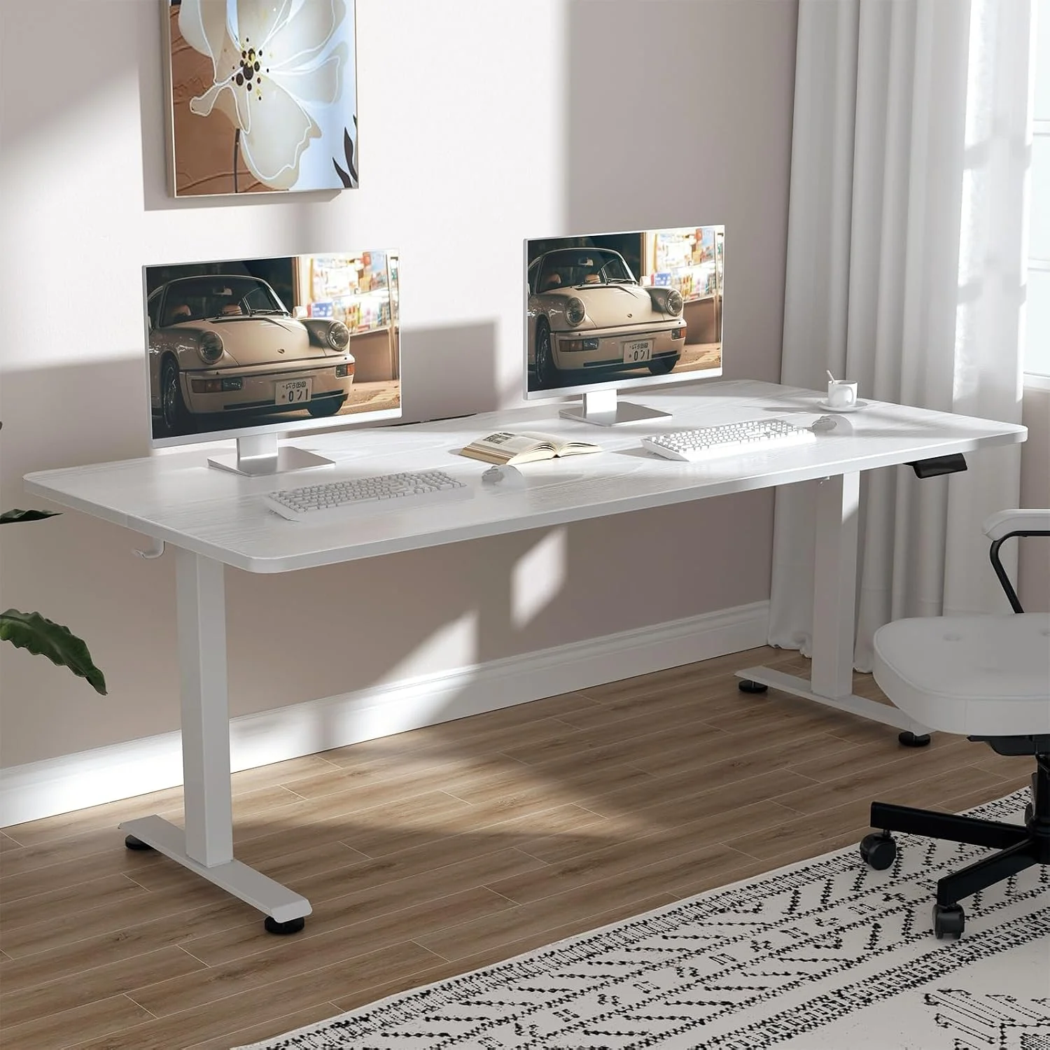 Veken 55 Inch Large Electric Standing Desk, Gaming Table, Height Adjustable Sit Stand Up Computer Tables for Home Office - Image 3