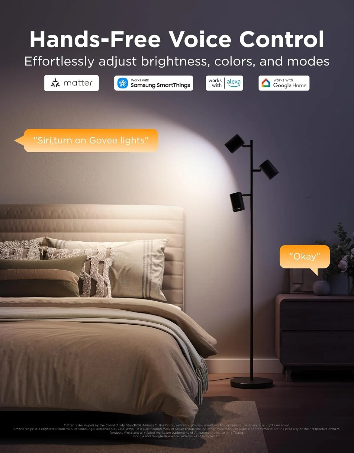 Govee Tree Floor Lamp with 3 Rotatable Lights - Image 5