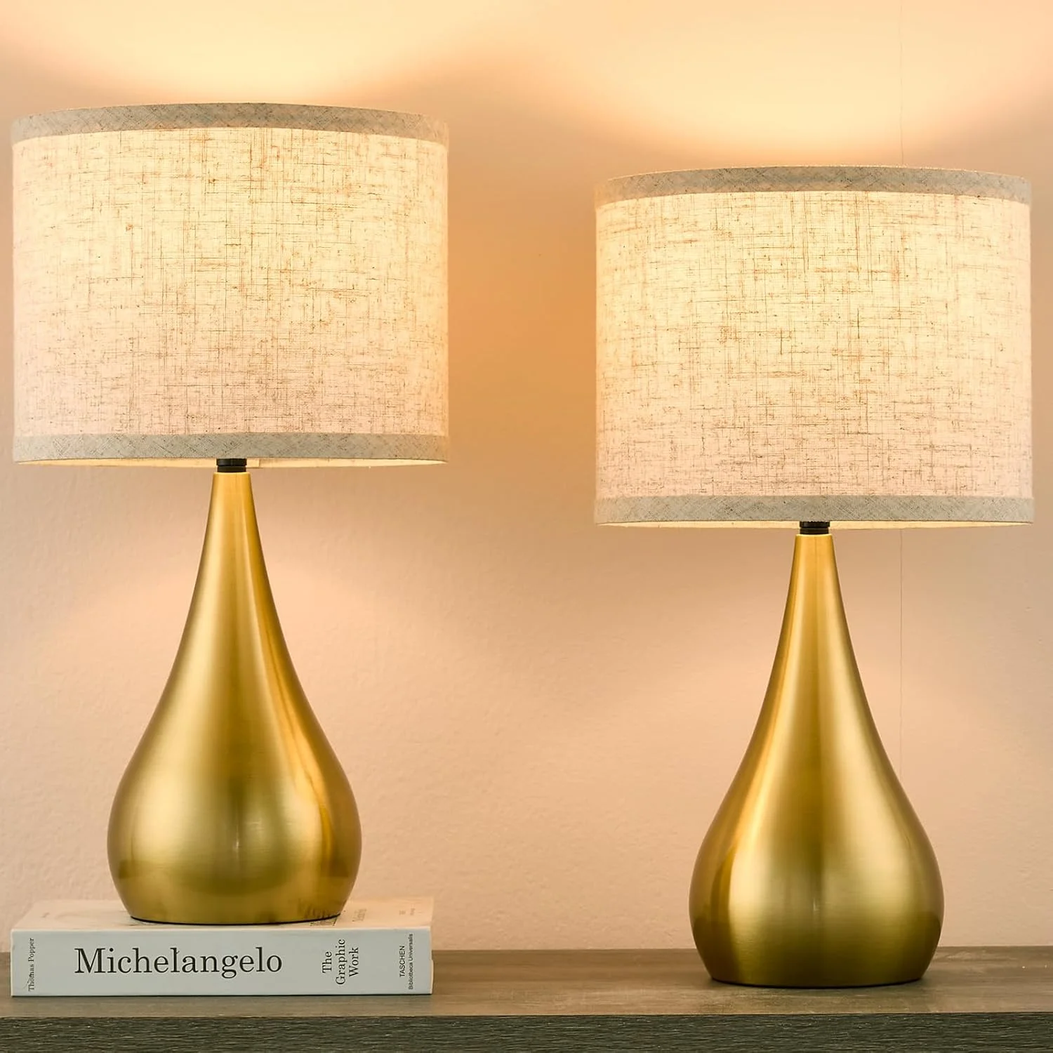 Leasgy 18.1'' Small Modern Touch Lamps for Nightstand Set of 2 with 3 Way Dimmable, Bulb Included - Image 4