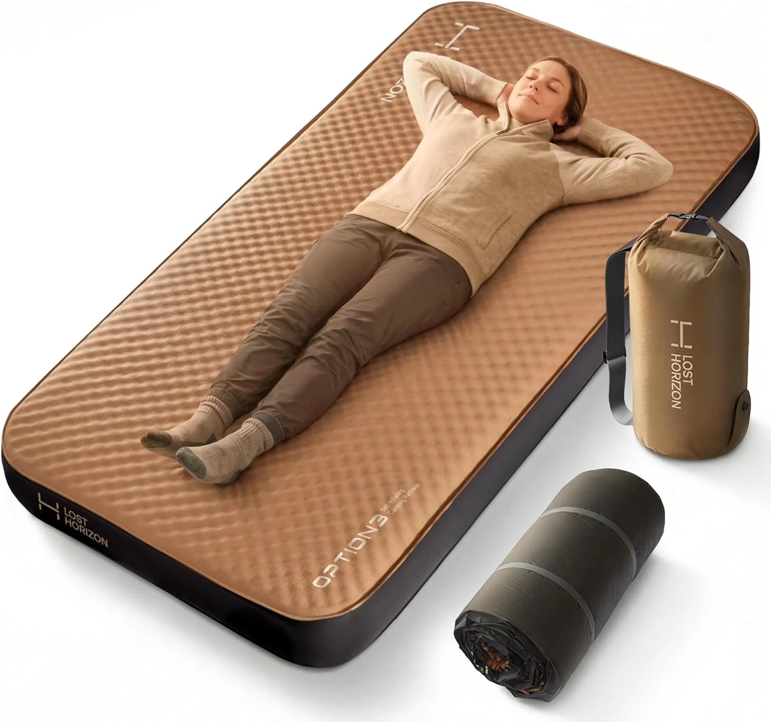 Lost Horizon Air & Foam Camping Mattress, Self-Inflating Sleeping Pad, 4.5 Thick, with Pump Sack, R13 Insulation - Image 3