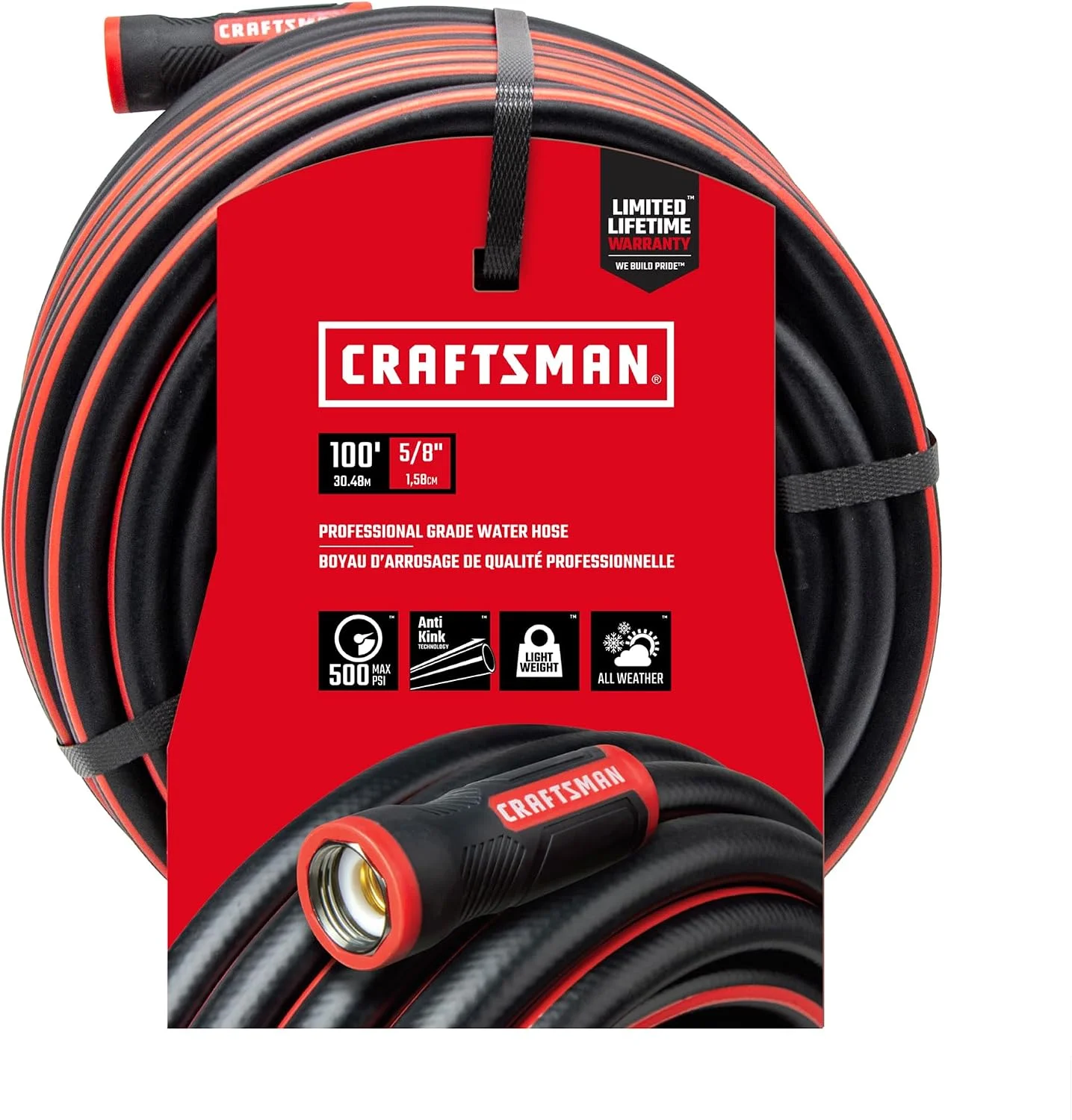 Craftsman Heavy Duty Professional Grade Black Garden Hose, 100 Feet x 5/8 Inch - Image 2