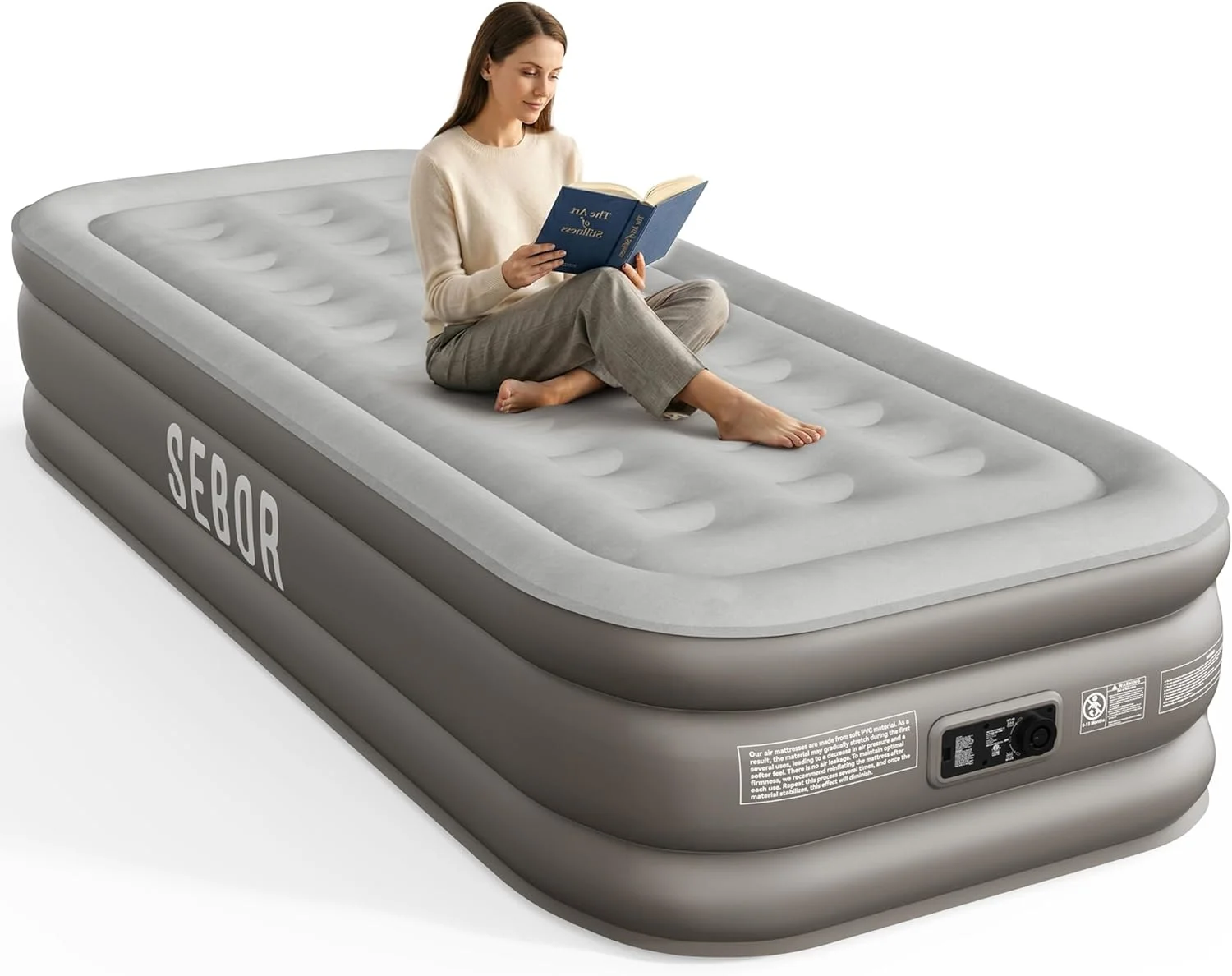 Sebor Air Mattress Queen with Built-in Pump 18, Comfortable Self-Inflating Blow up Mattress with High-Speed Pump - Image 3