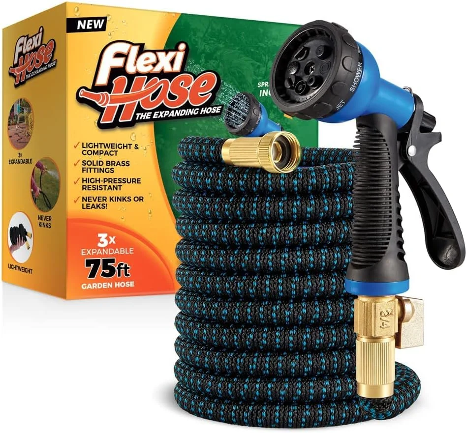 Flexi Hose Expandable Garden Hose with 8 Function Nozzle, 100FT, Lightweight Retractable Garden Hose - Image 3