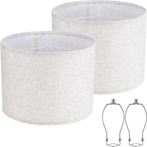 Vuogeeok White 13 Drum Lamp Shades Set of 2 with Harps