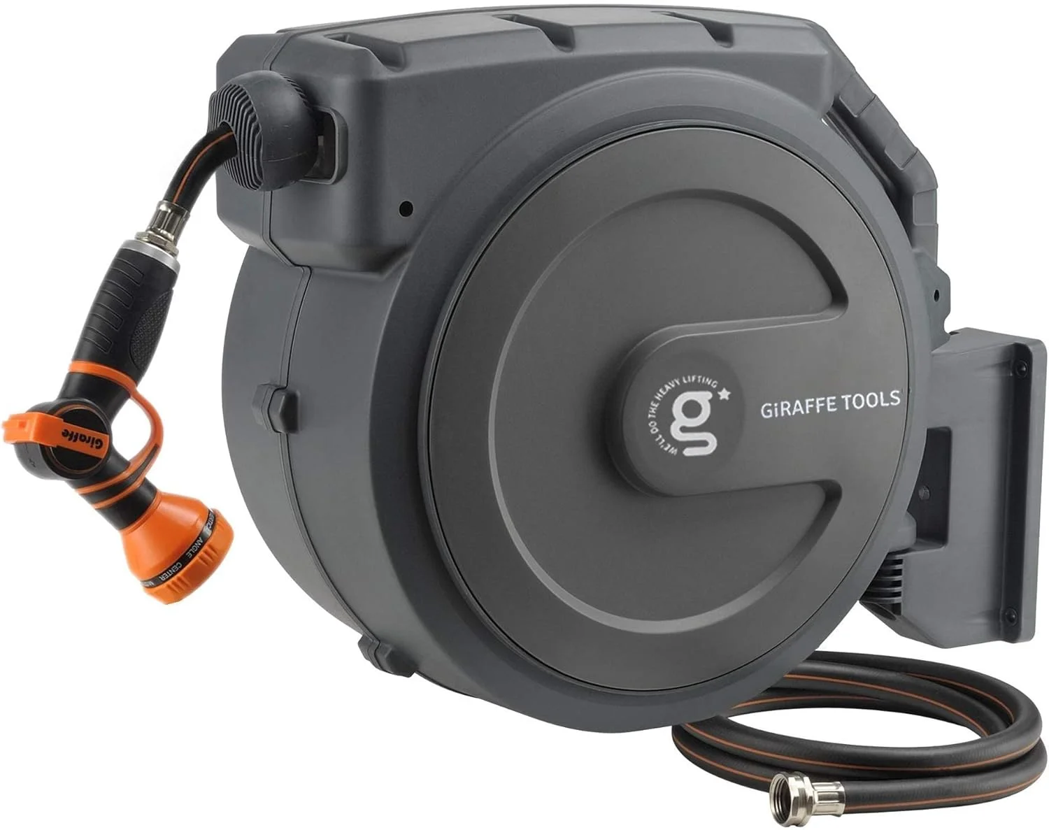 Giraffe Tools Retractable Garden Hose Reel 1/2 Inch x 130 ft, Super Heavy Duty, Wall Mounted and 180 Deg Swivel Bracket - Image 4