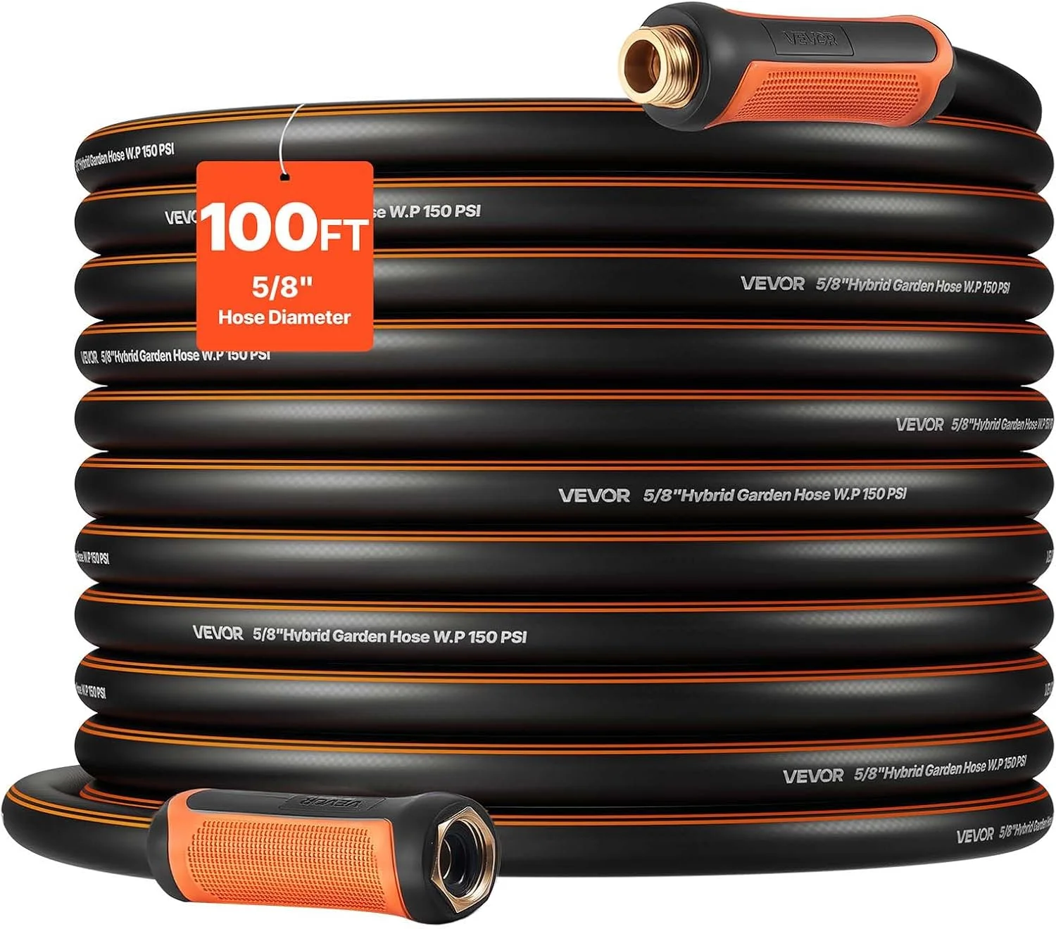 VEVOR Garden Hose, 200 ft 5/8 Heavy Duty Rubber Water Hose with 10 Mode Nozzle, 150PSI Working & 600PSI Burst - Image 4