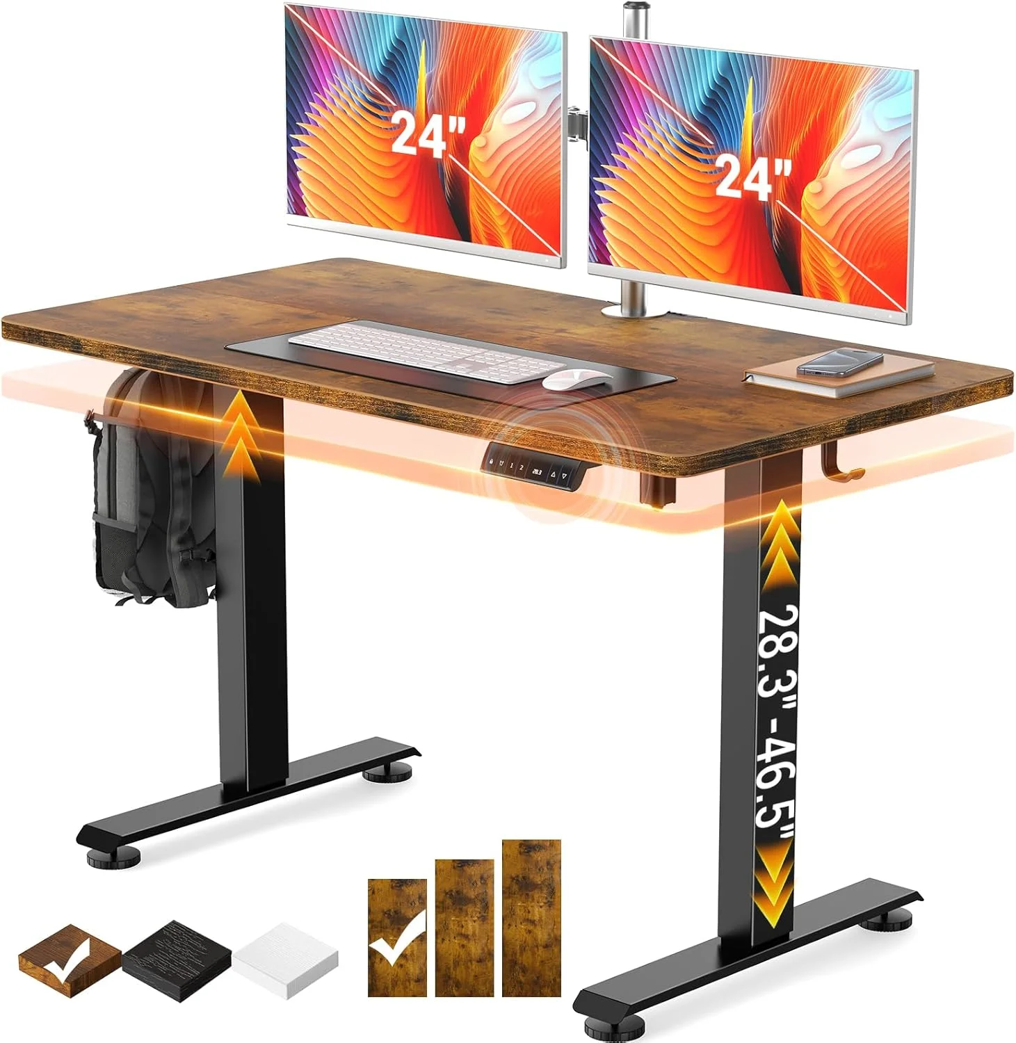 Veken 55 Inch Large Electric Standing Desk, Gaming Table, Height Adjustable Sit Stand Up Computer Tables for Home Office - Image 4