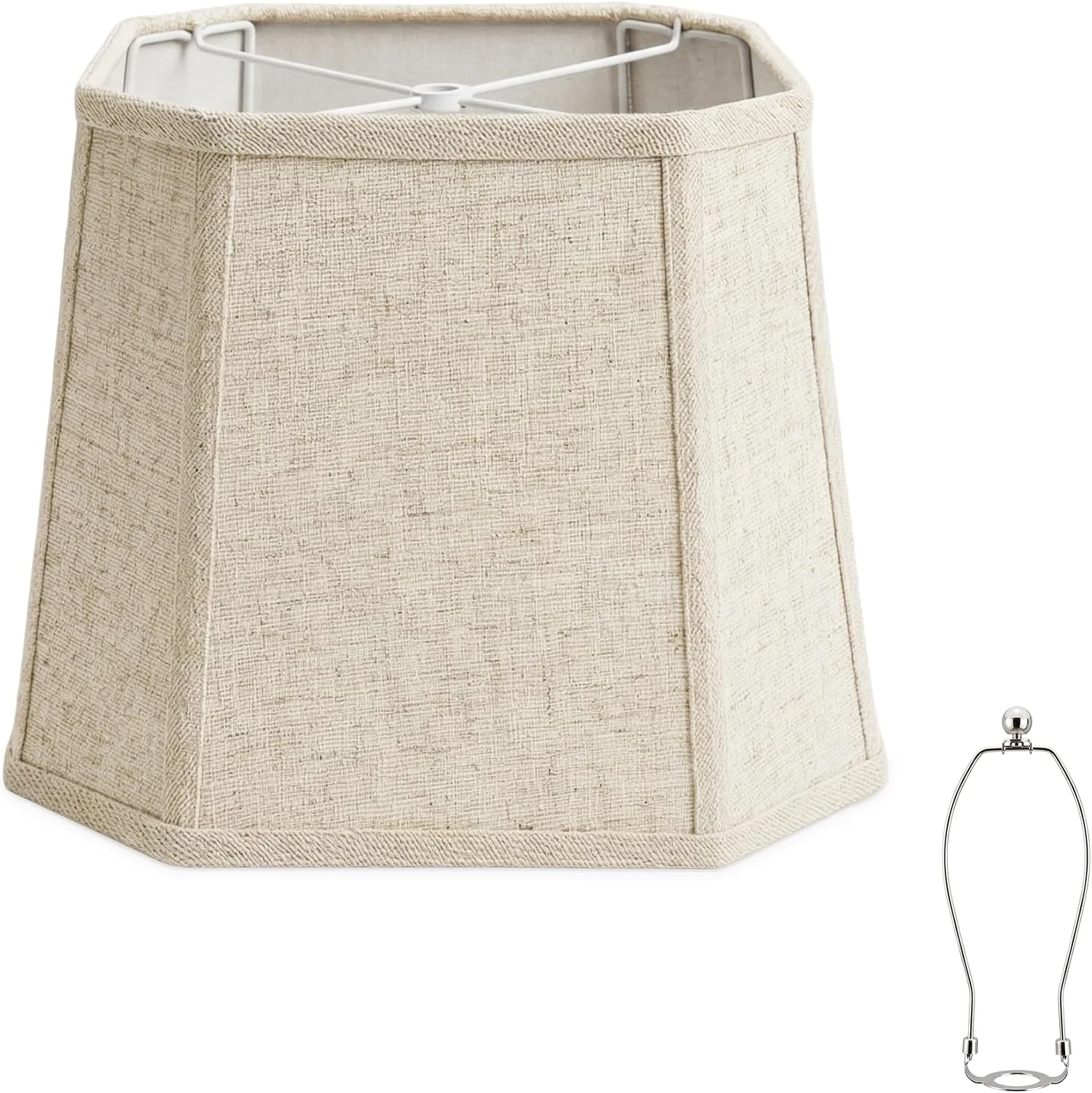 Natural Linen Square Cut Corner Lamp Shades Set of 2 - Image 5