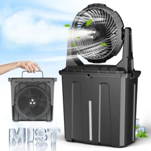 Ausic 9L Bucket Portable Misting Fan for Outdoors Patios, 30000mAh Rechargeable Battery Operated Camping Fan