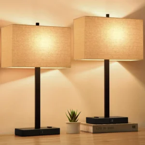 21 Touch Bedside lamps with 2 USB & AC Outlets, Dimmable, Bulb Included