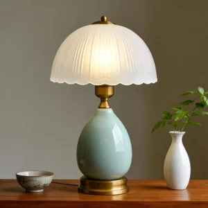 WELAISA Table Lamps Ceramic Retro Lamp, 15. Modern Bedside Nightstand Traditional Lamps