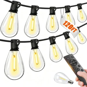 Alternative view of Tenmiro 200FT LED Outdoor String Lights with Remote, 74+2 Shatterproof Bulbs Dimmable Timing 3 Light Modes Outside Patio