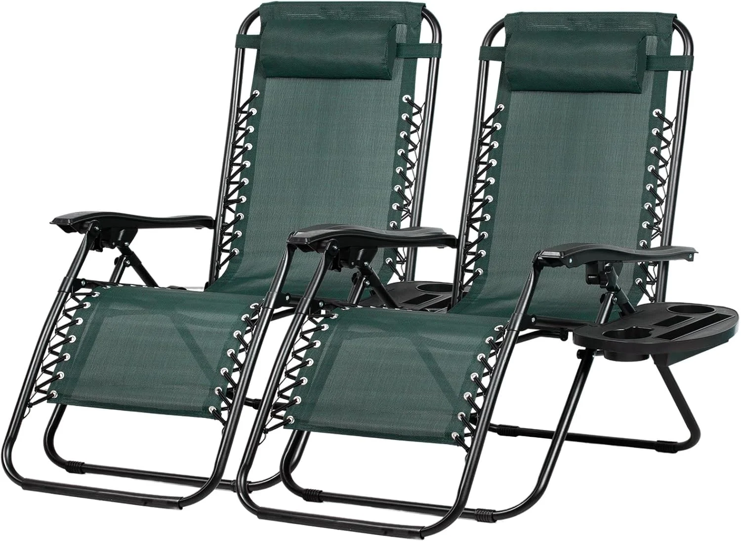 Nazhura Set of 2 Relaxing Recliners Patio Chairs Adjustable Steel Mesh Zero Gravity Lounge Chair Beach Chairs with