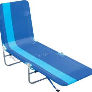 Rio Beach Portable Lay Flat Folding Backpack Beach Lounge Chair with Backpack Straps and Storage Pouch, Blue and Red
