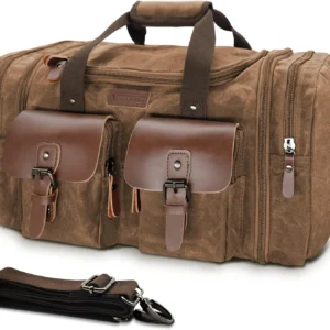Wildroad Waxed Canvas Duffle Bag - 50L Waterproof Weekender Overnight Travel Bag