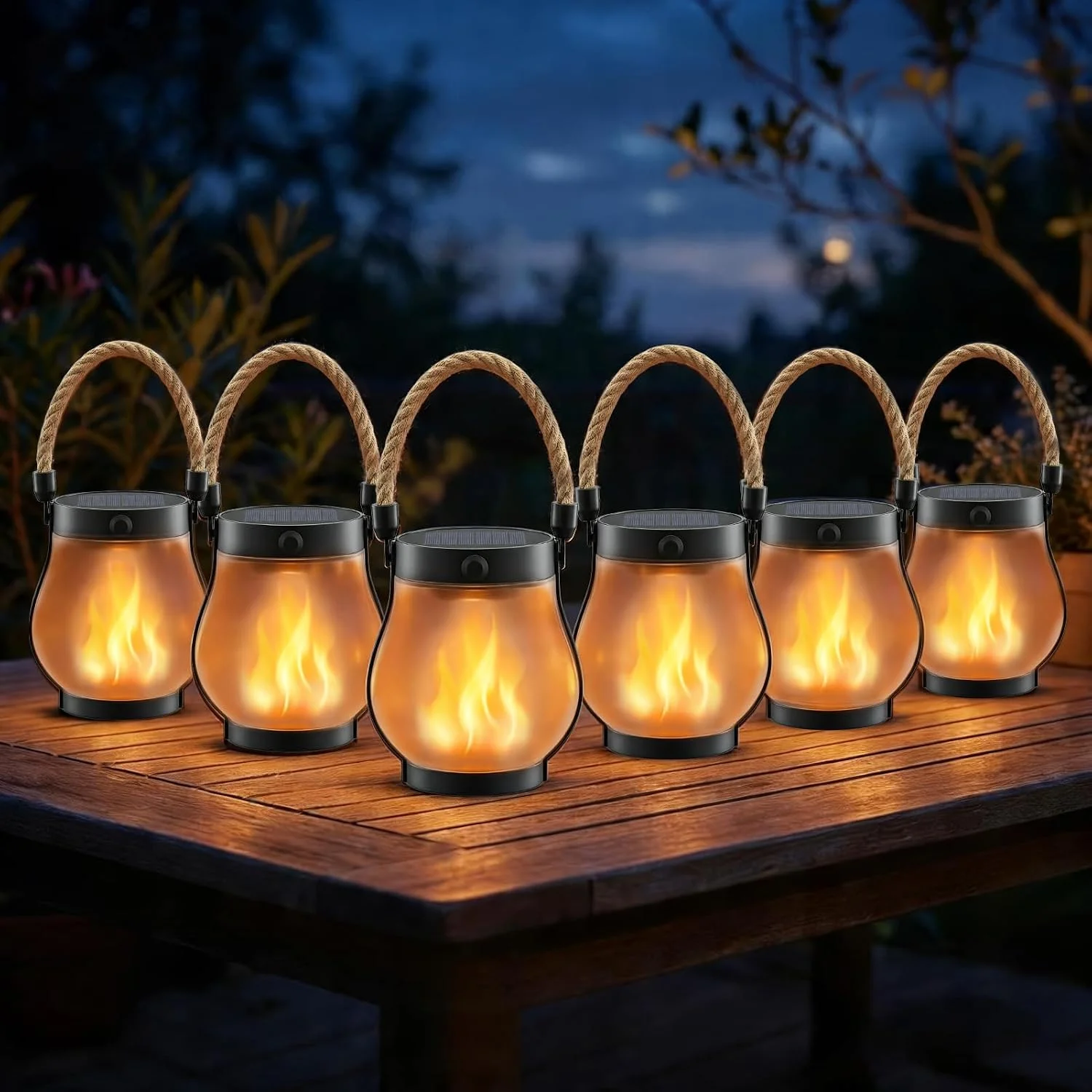 Solar Lanterns Outdoor Waterproof 4 Pack, Outdoor Solar Lanterns with Flickering Flame Effect - Image 3