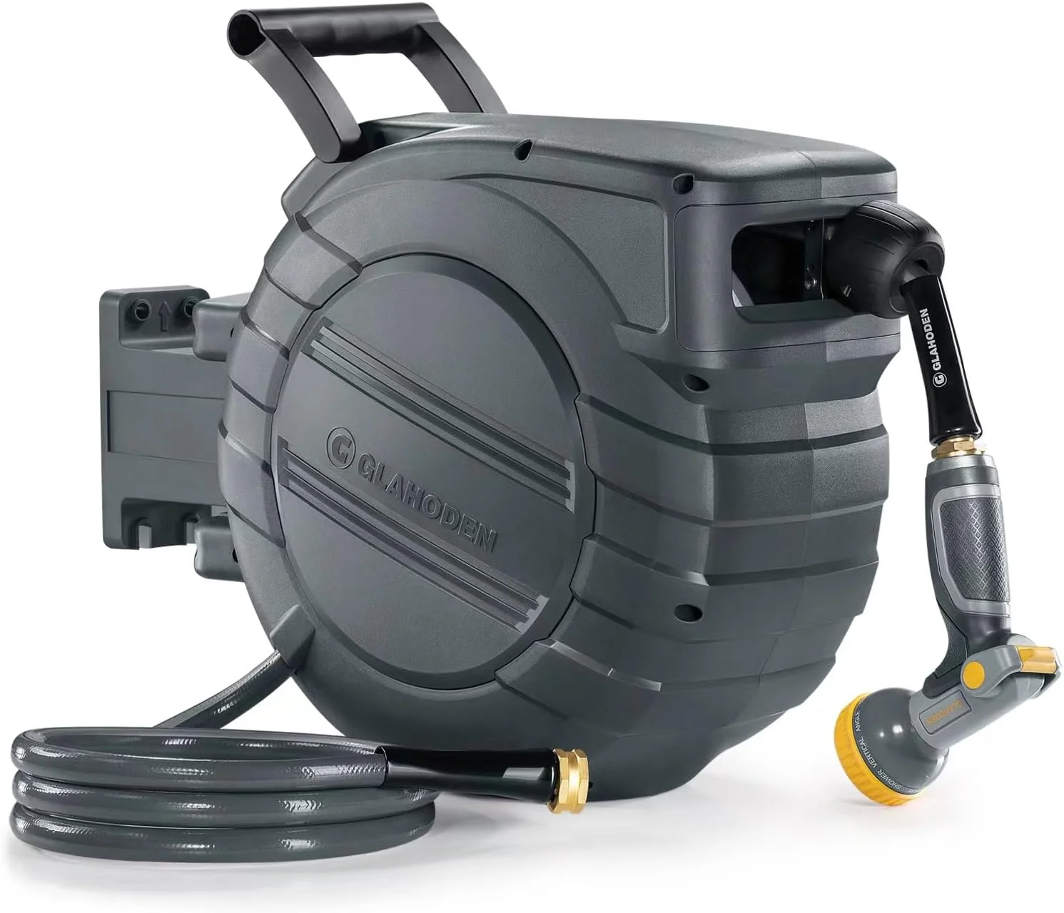 GLAHODEN Retractable Garden Hose Reel 5/8 in x 100 ft Upgraded UV Resistant Heavy Duty Automatic Hose Reel Wall Mount - Image 3