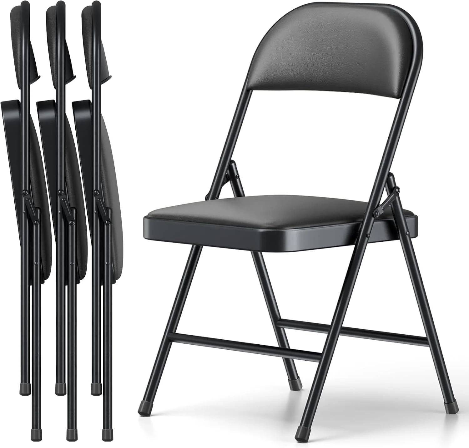 MAKE CHANGES Folding Chair 4 Pack, Comfy PU Leather Padded Folding Chairs for Outside and Indoor - Image 6
