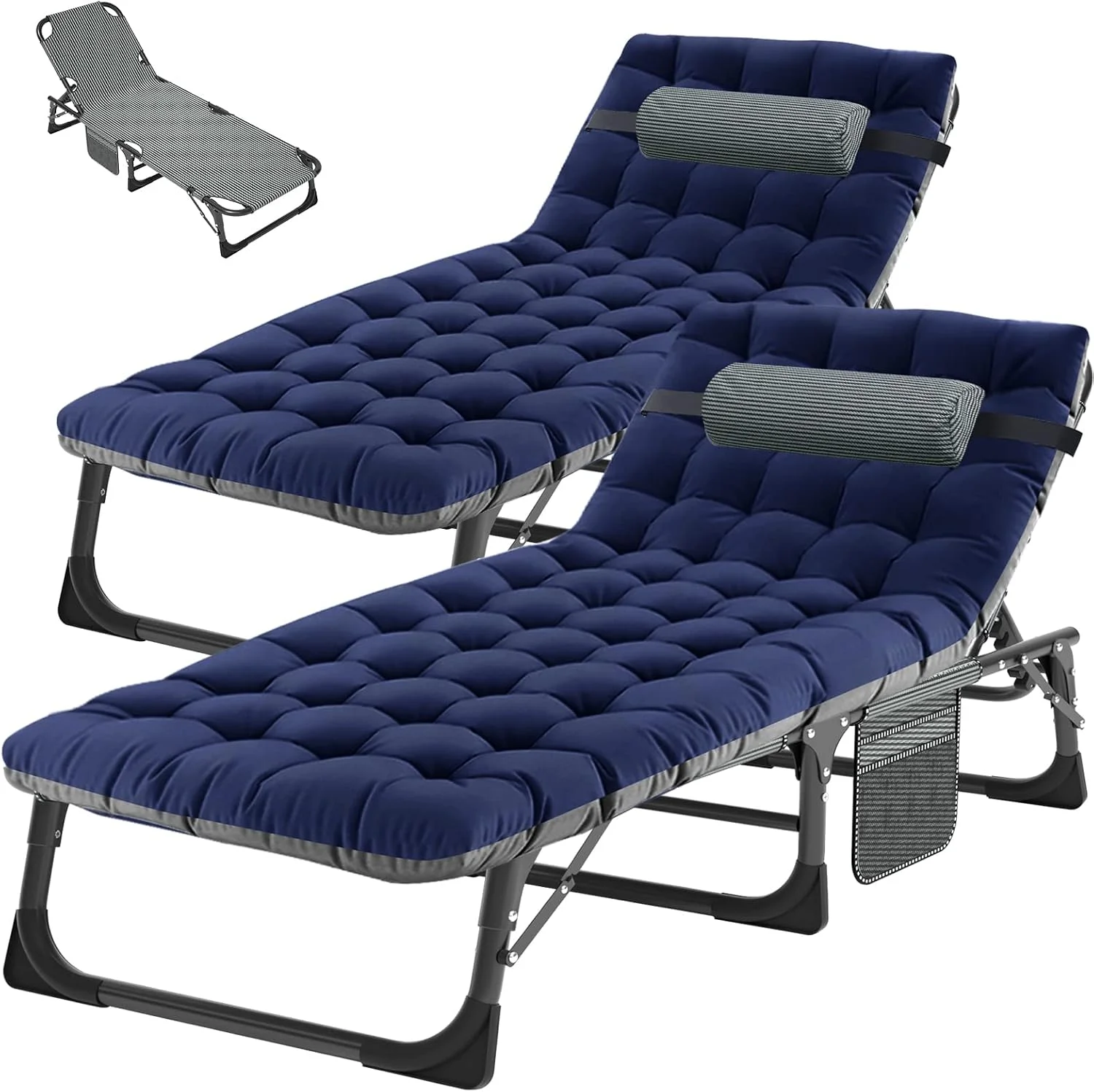 ABORON Heavy Duty Tanning Chair, Outdoor 5-Position Folding Chaise Lounge Chair with Pad, Portable Beach Lounge Chair - Image 5