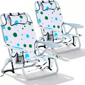 Alternative view of Canpsky 2 Pack Lightweight Portable Camping Beach Chair for Adults, Outdoor Lay Flat Folding Beach Chairs with 5