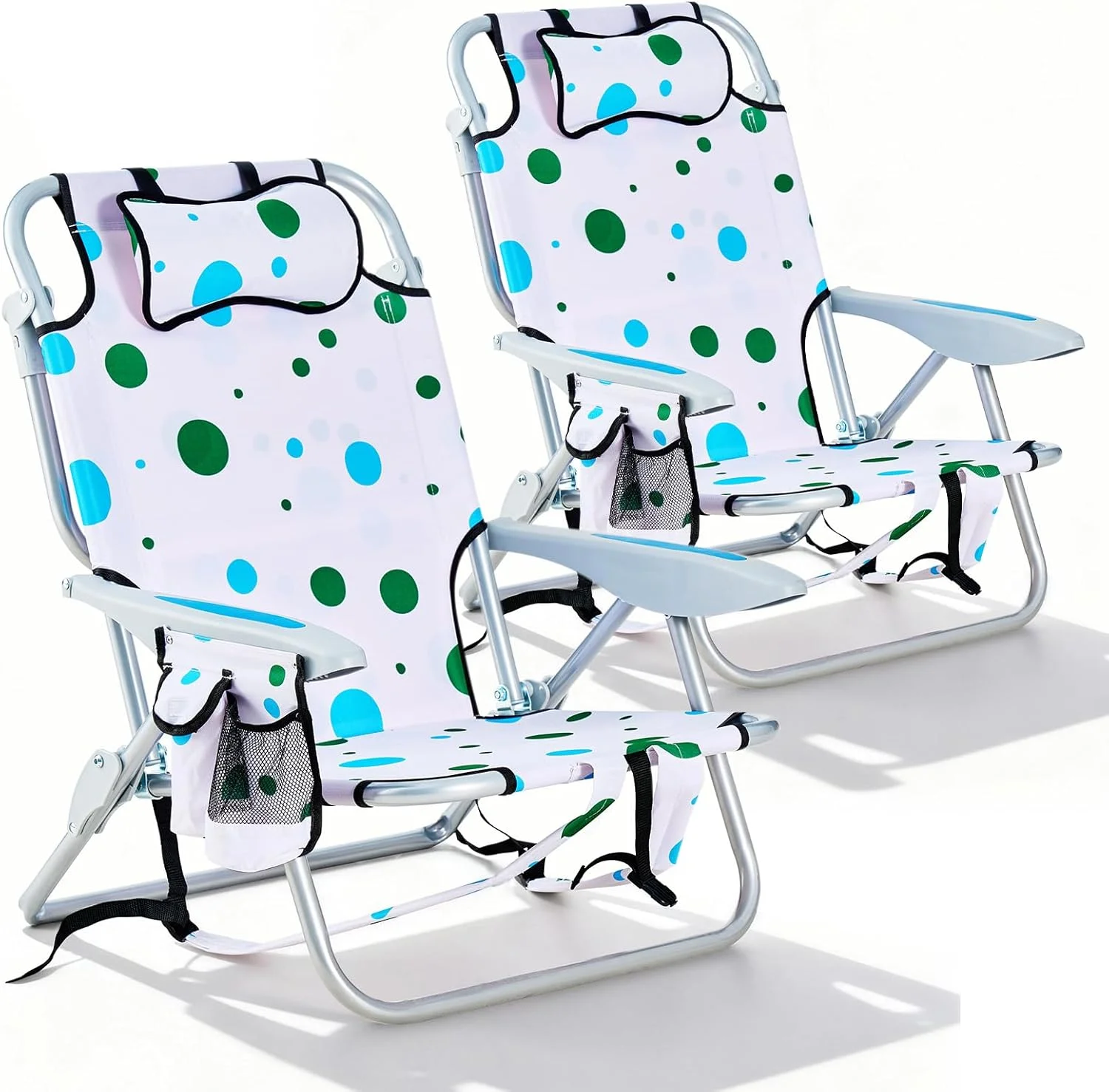 Canpsky 2 Pack Lightweight Portable Camping Beach Chair for Adults, Outdoor Lay Flat Folding Beach Chairs with 5 - Image 2