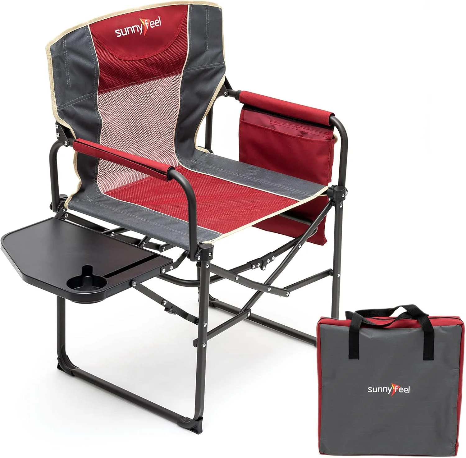 SUNNYFEEL Camping Directors Chair, Heavy Duty, Oversized Portable Folding Chair with Side Table - Image 11