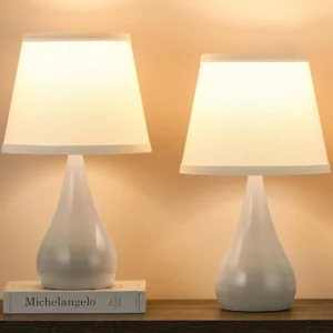 Leasgy 18.1'' Small Modern Touch Lamps for Nightstand Set of 2 with 3 Way Dimmable, Bulb Included