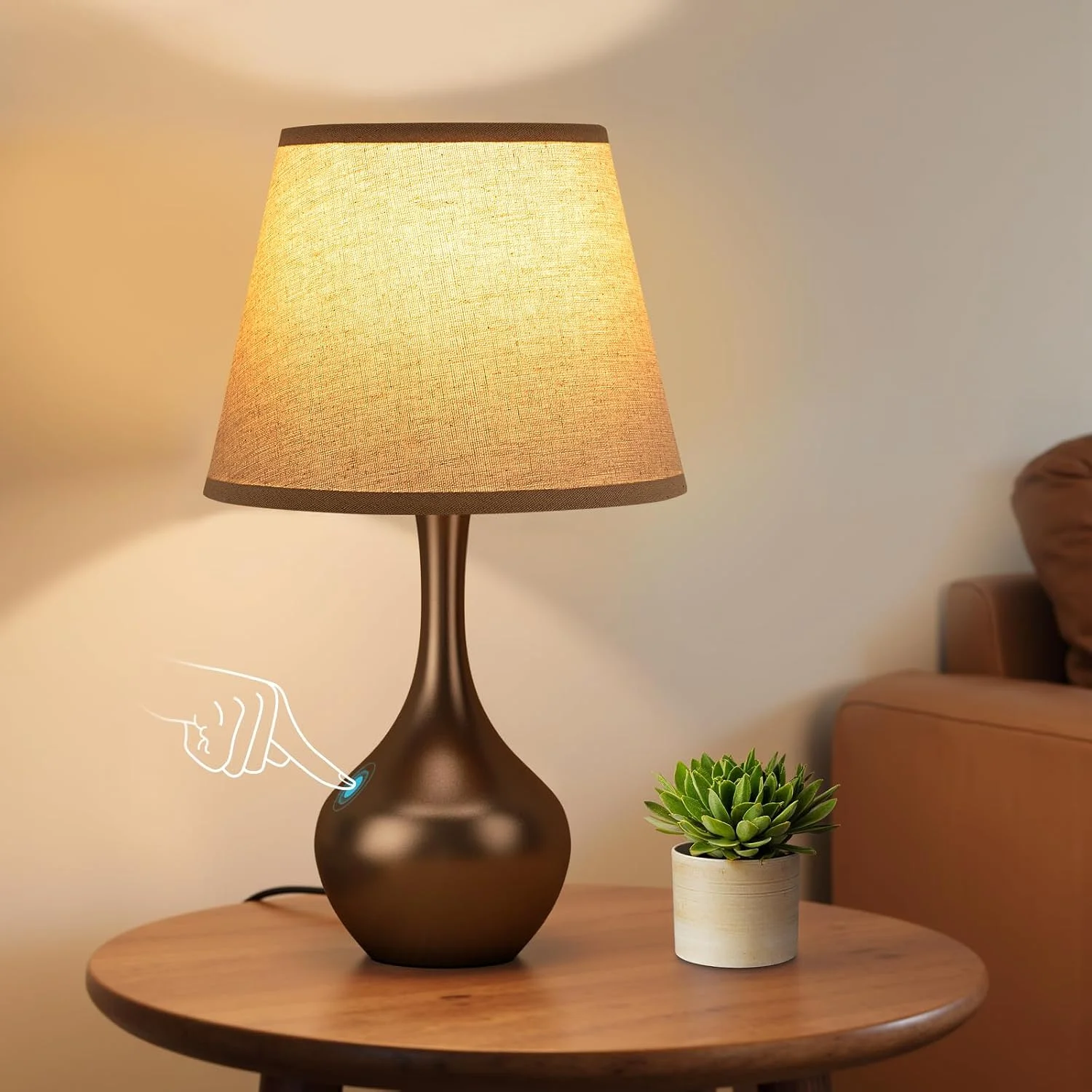 Seealle Touch Table Lamp, Dimmable, Bulb Included, Wood-Paint Desk Lamp for Kids Room - Image 7