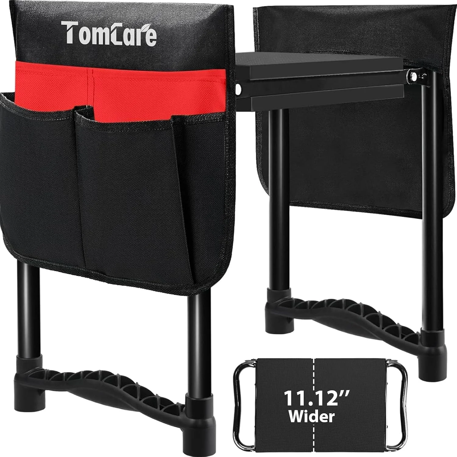 TomCare Garden Kneeler and Seat 11.12” Wider Larger Soft Kneeling Pad Garden Bench with 2 Large Tool Pouches Heavy Duty - Image 3