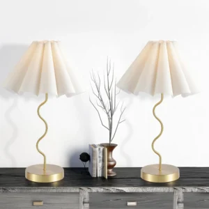 EOEYYOYB Pleated Table Lamp, Modern Lamp for Bedroom Home Office Decor