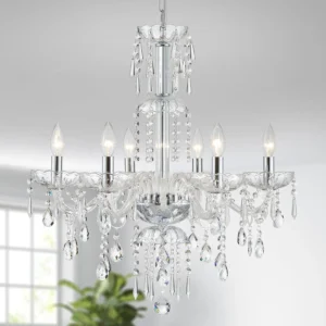 Alternative view of WUZUPS 5-Light Crystal Candle Chandelier Pendant Ceiling Light Modern Lighting Fixture for Bedroom Hallway Bar Kitchen
